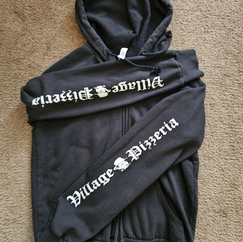 Vintage 80's Village Pizzeria Black Hoodie Small